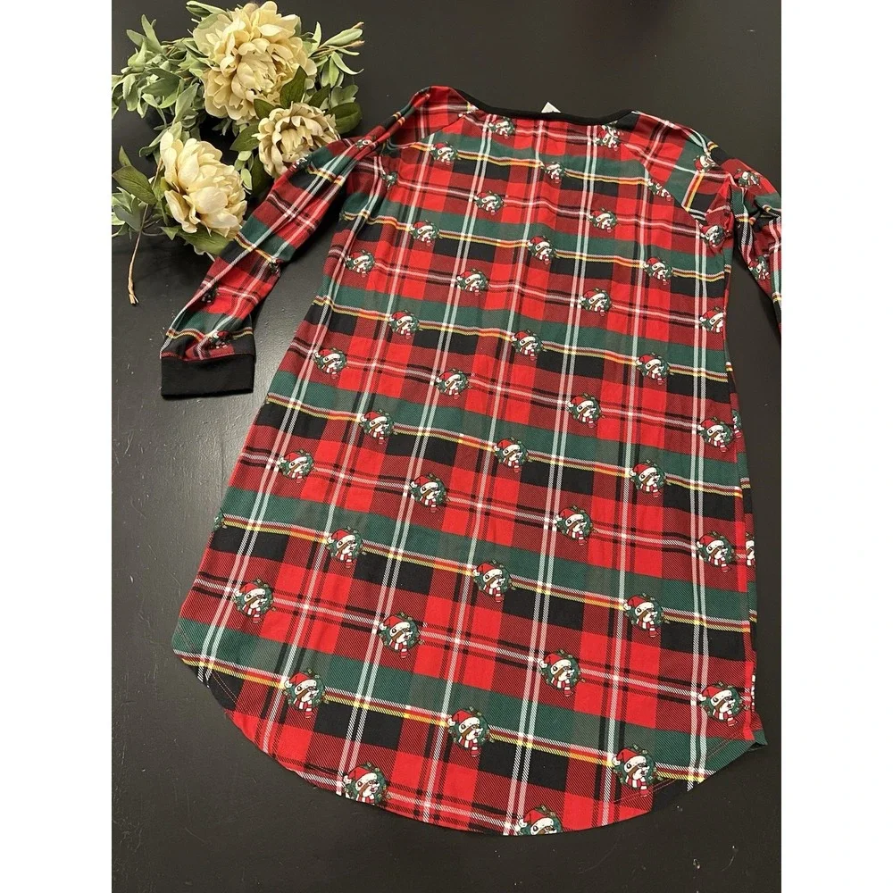 Bucees Red Black Christmas Plaid Night Gown Women's Sz M